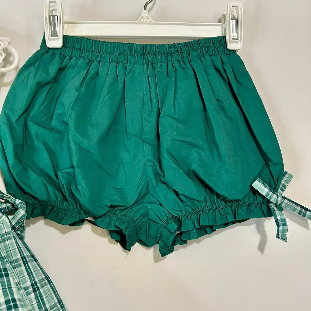 Two Roosters Clothing Girls Homegrown Pettiskirt Dress Green Plaid 5 NWT Flaws